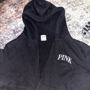 Black Hoodie with Pink Logo